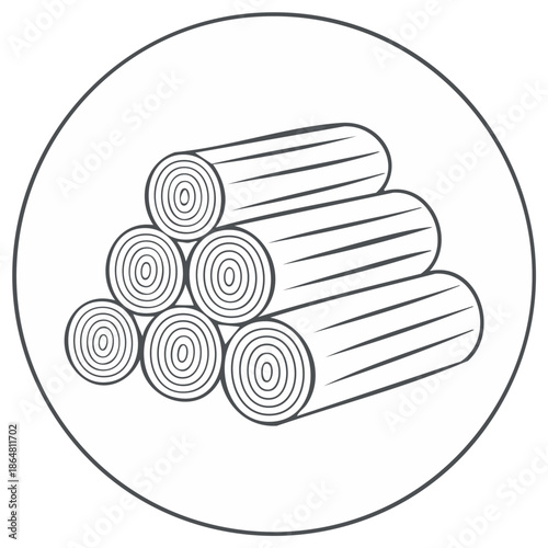 Stack of firewood logs line art icon. Simple vector illustration of piled timber or lumber for camping or fireplace.