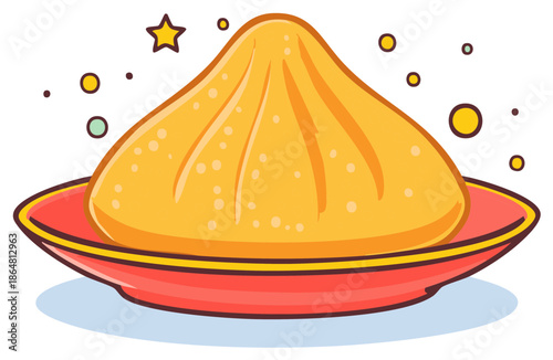 Sweet Modak on a Plate Celebration Snack Illustration for Indian Festive Occasions