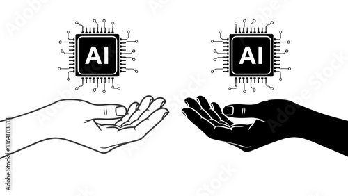 Artificial intelligence in human hands a conceptual representation of technology and connection