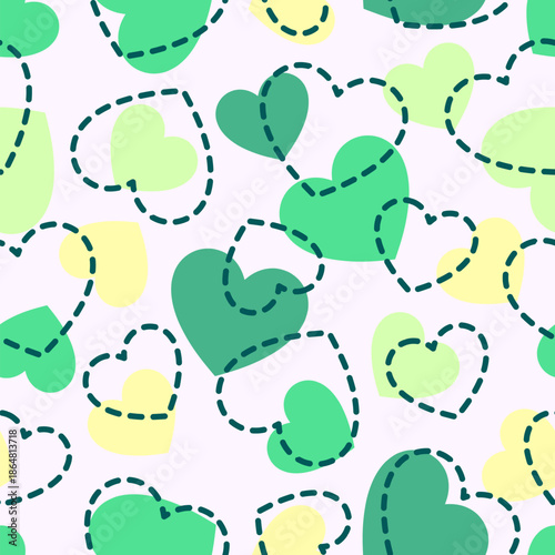 Valentine's seamless patterns with hearts, Romantic background. for fabric print, gift wrapping paper, wallpaper, wedding decor. Vector illustration
