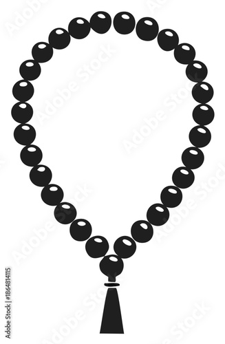 Simple Black Prayer Beads With Tassel Isolated