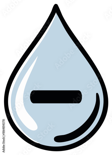 Water Drop with Subtraction Sign within Simple Clean Water conservation or Purification Concept