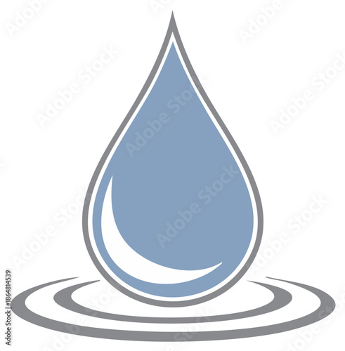 Stylized water drop with ripple effect for clean drinking water and conservation