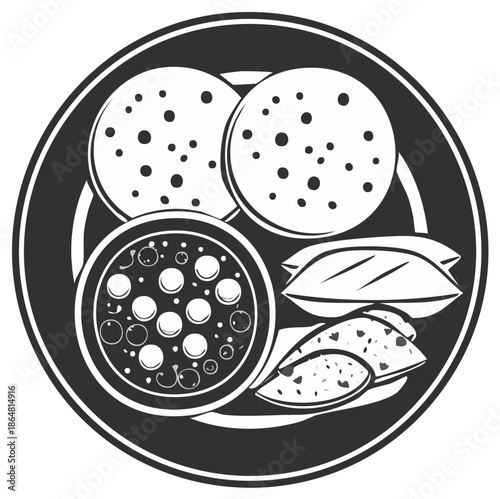 Traditional Indian Meal Thali with Bread and Curry