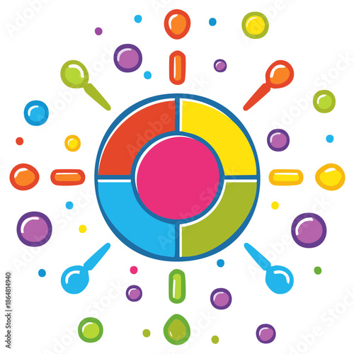 Colorful Circular Segmented Chart with Geometric Shapes Graphic Design Illustration