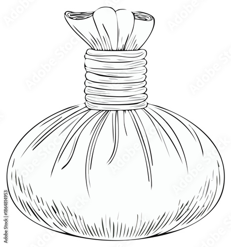 Spa massage herbal compress ball illustration. Traditional medicine wellness concept for health and relaxation.