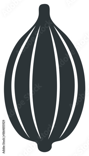 Stylized Dark Grey Cardamom Pod Vector Graphic Spice Herb Ingredient Illustration