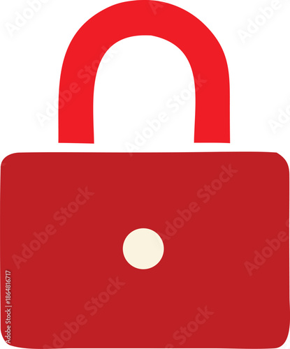 Red padlock with white dot Vector