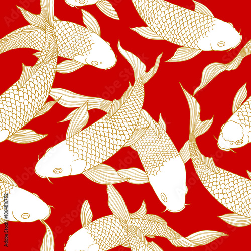 Wallpaper Mural Pattern modern koi carp pattern image that can be connected on all sides for use in decorative design and wallpaper.	
 Torontodigital.ca