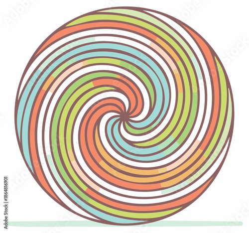 Whimsical Spiral Design with Muted Rainbow Hues, Cartoonish, Fun and Vibrant, Abstract Illustration
