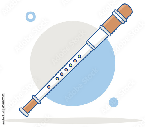 Flute musical instrument vector icon simple cartoon illustration