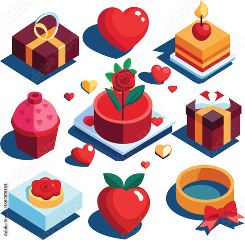 Assorted valentine's day gifts and treats Vector