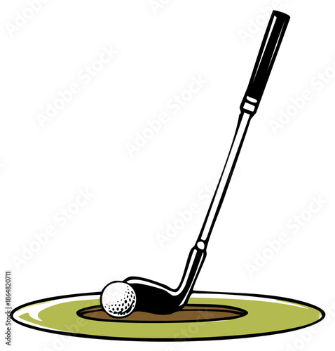 Golf Club and Ball Approaching Sand Trap on Golf Course