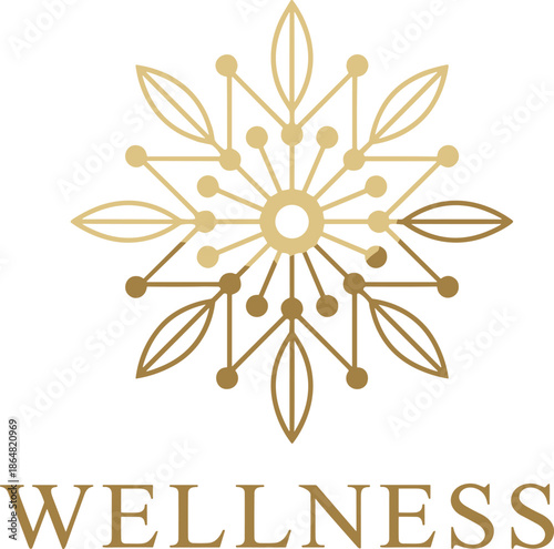 Wellness logo design, geometric lotus mandala, luxury spa branding, holistic health concept, meditation balance harmony lifestyle icon, premium wellness symbol