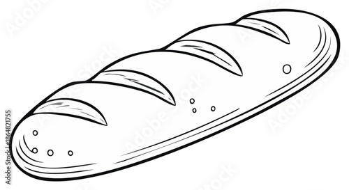Loaf of Bread Illustration Line Art Outline Simple Food Staple Diet