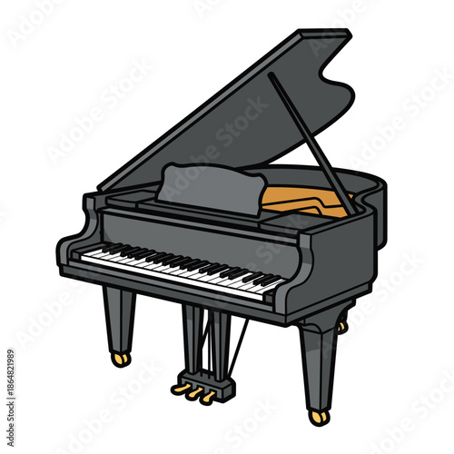 Black Grand Piano Instrument.