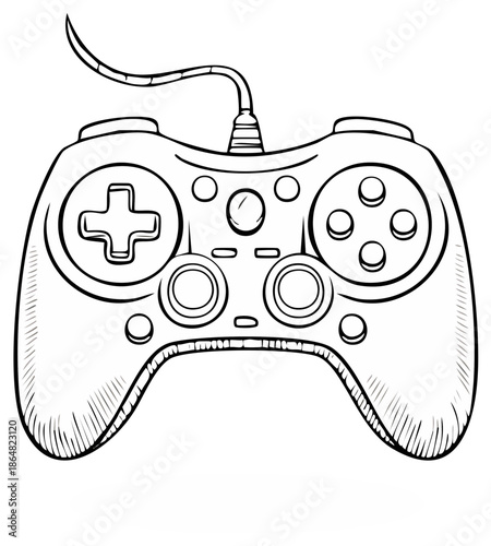 Gamepad Sketch Illustration Black and White for Gaming and Entertainment