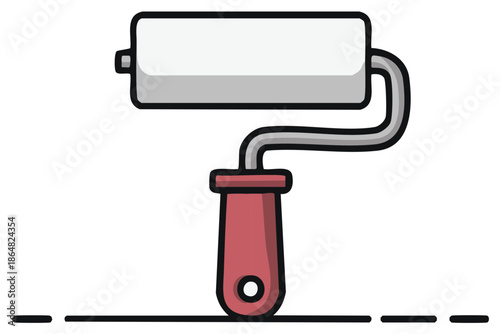 Cartoon Style Paint Roller Tool for Home Improvement and Wall Painting Projects