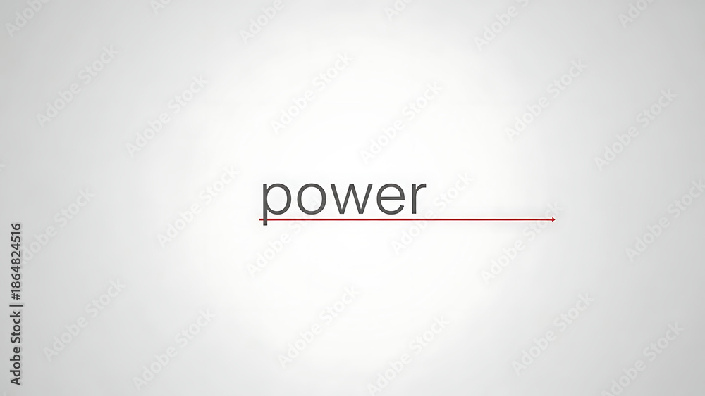 Fototapeta premium Minimal typographic power symbol with arrow isolated on a transparent background