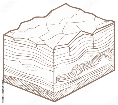 Abstract illustration of layered soil cross section showing geological strata and textures