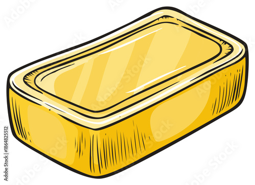 Illustrated gold bar icon with sketch style isolated on white background