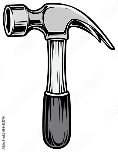 Vector illustration of a traditional claw hammer building tool for construction work