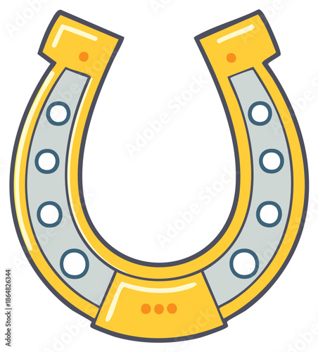 Golden and Silver Horseshoe Vector Illustration of a Good Luck and Western Symbol
