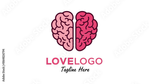 Illustration of intertwined brains forming a heart shape symbolizing love and affection from a front view