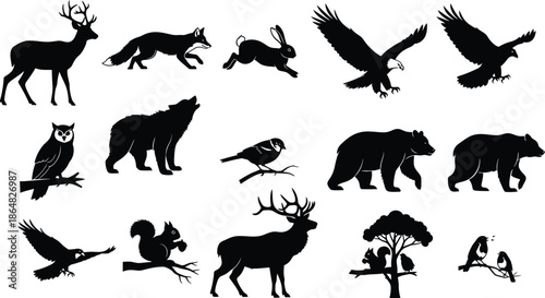 Collection of wildlife animal silhouettes