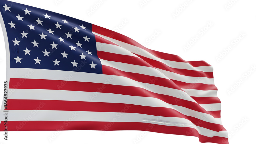 Fototapeta premium American flag waving isolated on transparent background