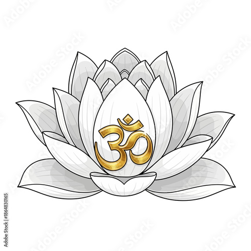 Lotus flower with om symbol in the center