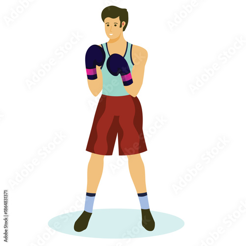 vector illustration of a boxer getting ready for a fight