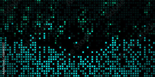 Cyber Data Matrix Background Featuring Glowing Pixel Squares in Dark Theme