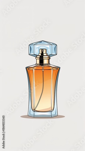 Proud presenting deluxe perfume bottle in cartoon illustration on plain white background