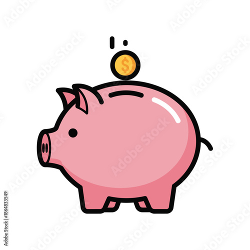 Pink Pig Saving Money Bank.