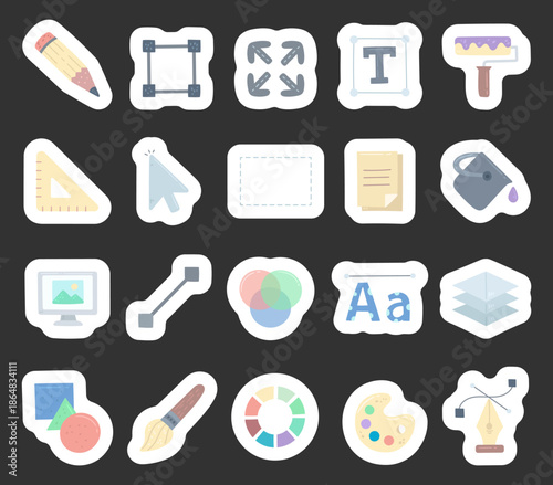 Tool application interface set in scandinavian style for enhancing diverse editing workflows with practical symbols supporting illustration tasks across graphic projects in design