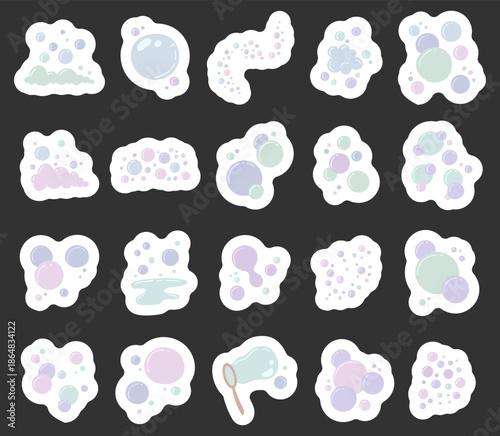 Soap bubble set in scandinavian style for showing for creating soft airy compositions featuring gentle floating forms inspired for your illustration and designs projects