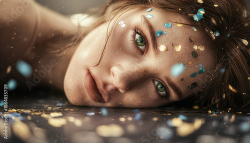 Lifestyle Faschingsportrait einer schönen Frau - mit generativer KI MIdjourney erstellt