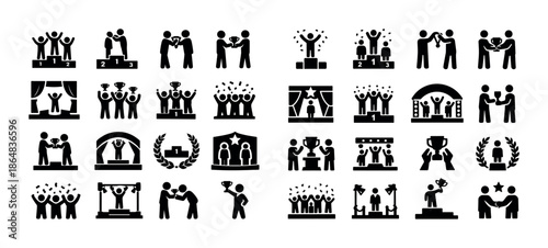 Silhouette icons representing awards and achievements in competitive events