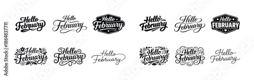 Hello february typography designs in diverse styles and layouts