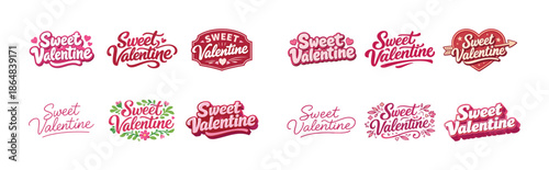 Sweet valentine logos collection in various artistic designs