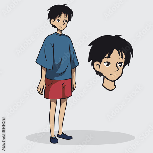Anime character outline vector illustrations