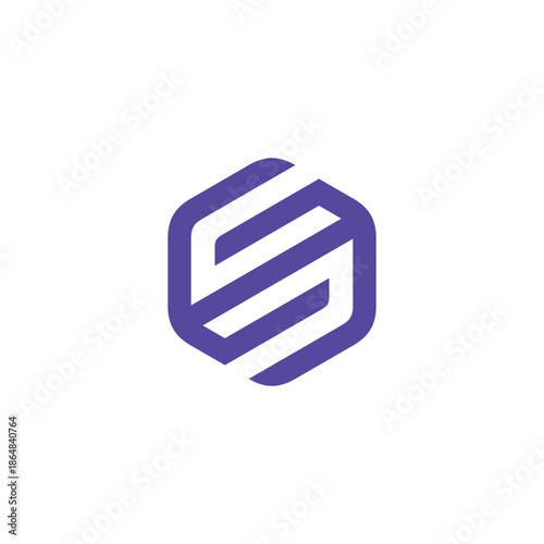 Modern and clean letter S logo design integrated within a dynamic hexagonal shape, representing innovation, technology, and corporate identity for businesses and startups