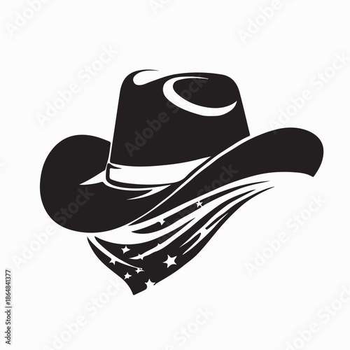 Country Western Cowboy Sheriff Hat Logo Vector on White Background