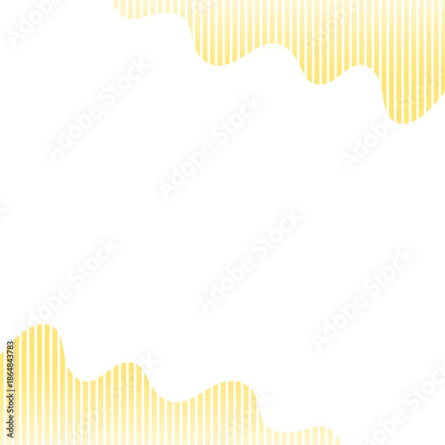 正方形の背景　ボーダー柄の波線の枠　グラデーション　黄色