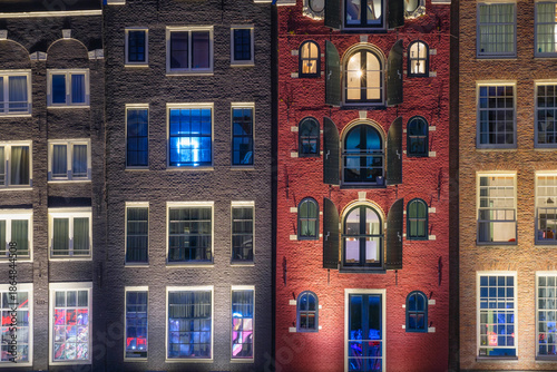 Amsterdam, Netherlands. View of the facades of houses in the historical part ...