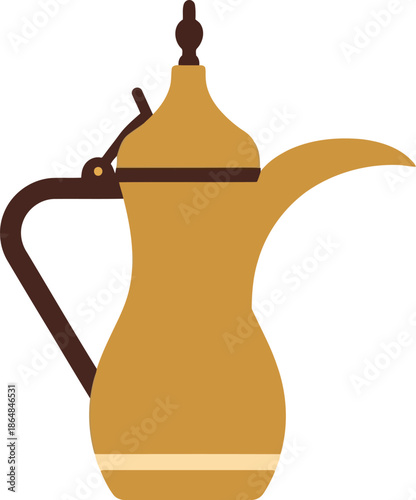 Ramadan Saudi Arabic Coffee Pot Vector Clipart – Traditional Dallah Icon for Ramadan Decor