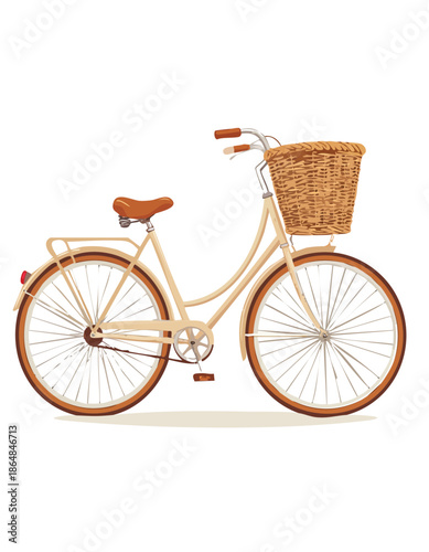 Vintage style women's bicycle with basket