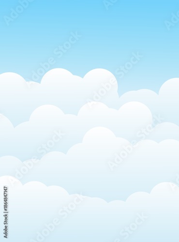 Bright Blue Sky with Fluffy White Clouds