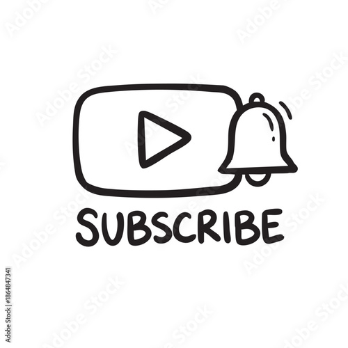 Hand Drawn Subscribe Button and Play Icon Doodle